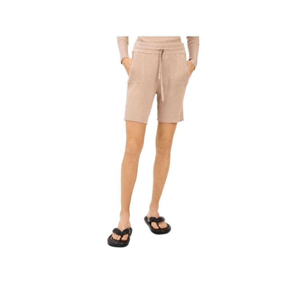 DEREK LAM 10 CROSBY Womens Beige Stretch Pocketed Ribbed Drawstring Shorts M